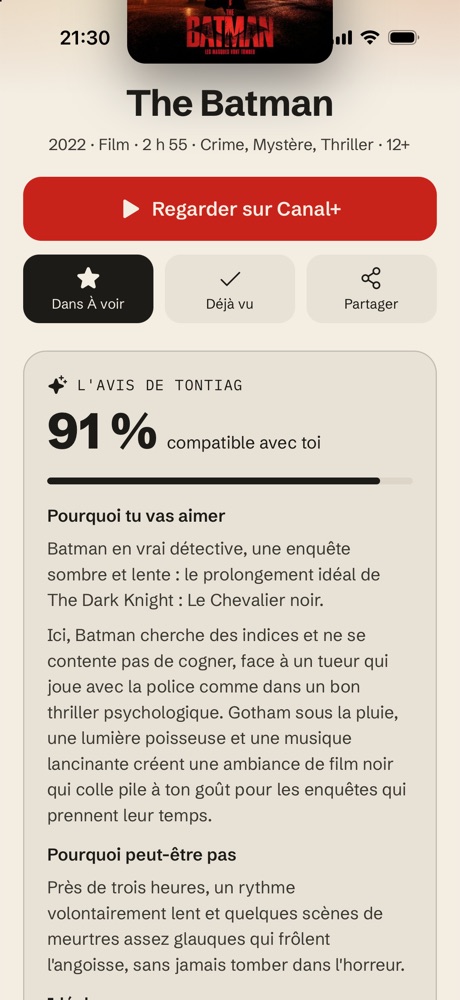 Fiche d'un titre avec l'avis complet de l'IA